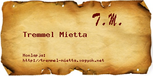 Tremmel Mietta névjegykártya
